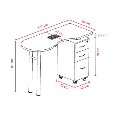 Table de manucure avec collecteur de poussières...