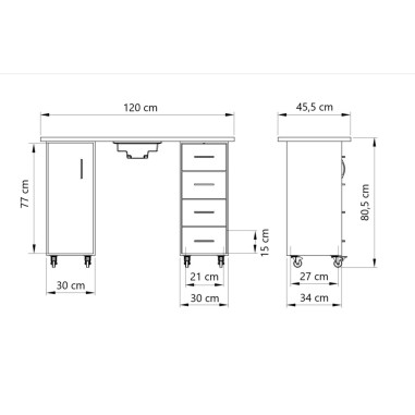 Table de manucure 2 colonnes avec collecteur de...