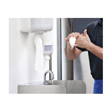 Distributeur essuie-mains à bobine par dévidage...